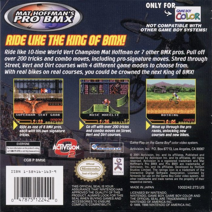 Mat Hoffman's Pro BMX — box-2D-back (US)