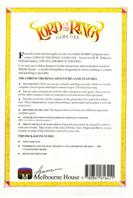 Lord Of The Rings - Game One — box-2D-back (EU)