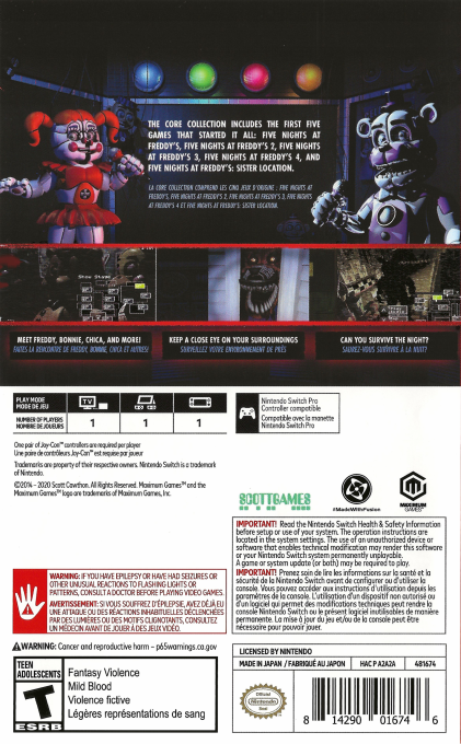 Five Nights at Freddy's: Core Collection — box-2D-back (US)