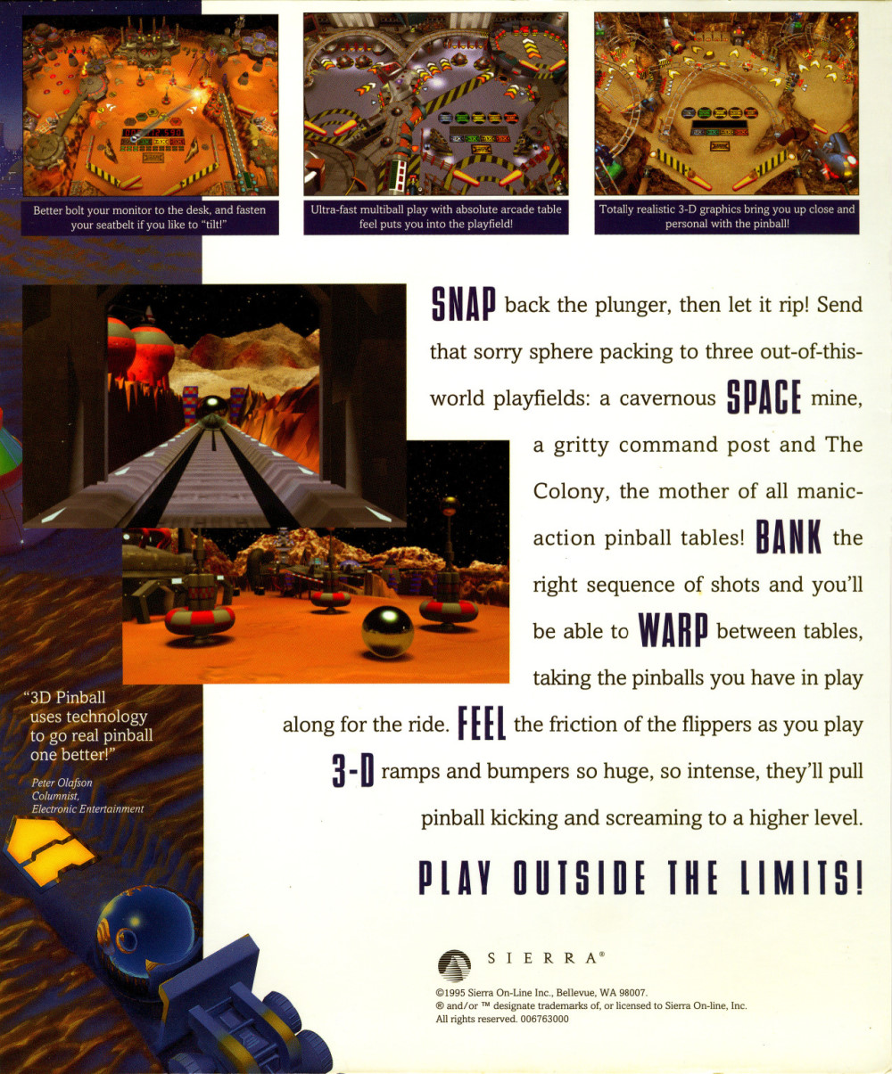 3-D Ultra Pinball — box-2D-back (WOR)