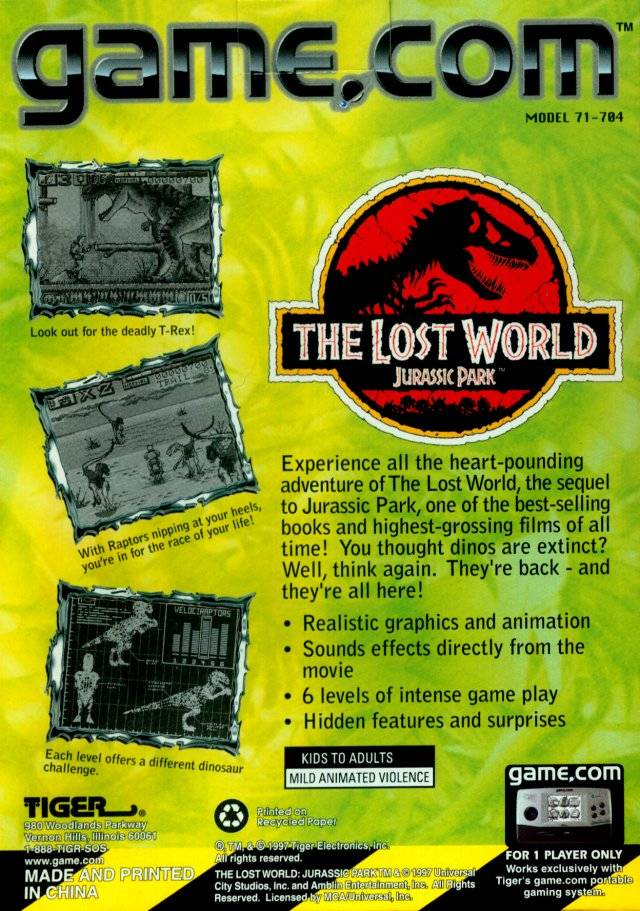 Jurassic Park - The Lost World — box-2D-back (US)