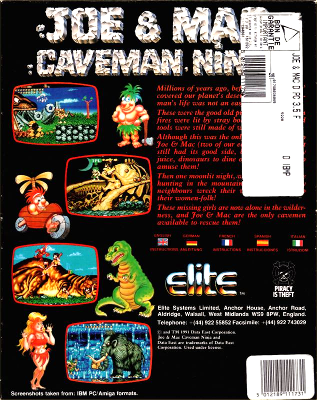 Joe And Mac - Caveman Ninja — box-2D-back (EU)