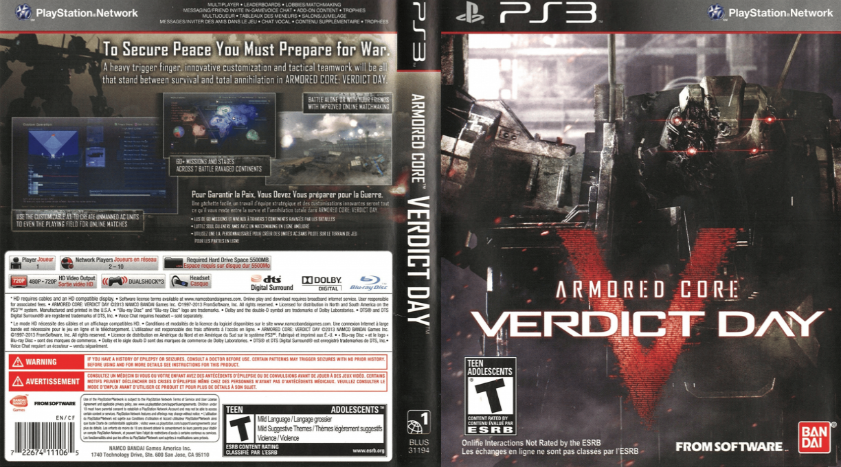 Armored Core - Verdict Day — box-texture (US)