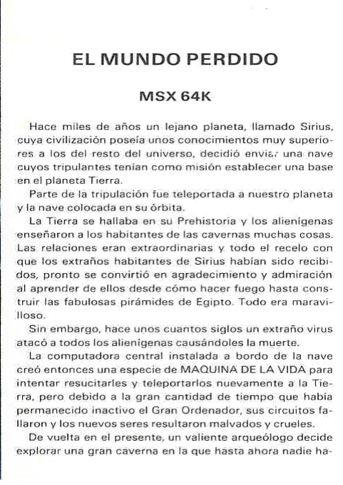 Mundo Perdido, El — box-2D-back (SP)