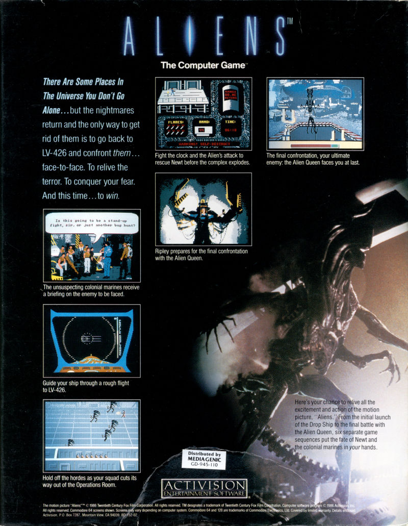 Aliens - The Computer Game — box-2D-back (US)