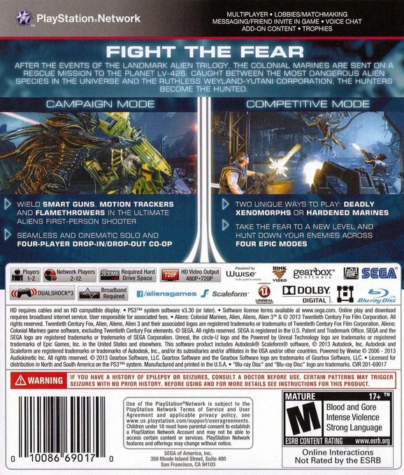 Aliens - Colonial Marines — box-2D-back (US)