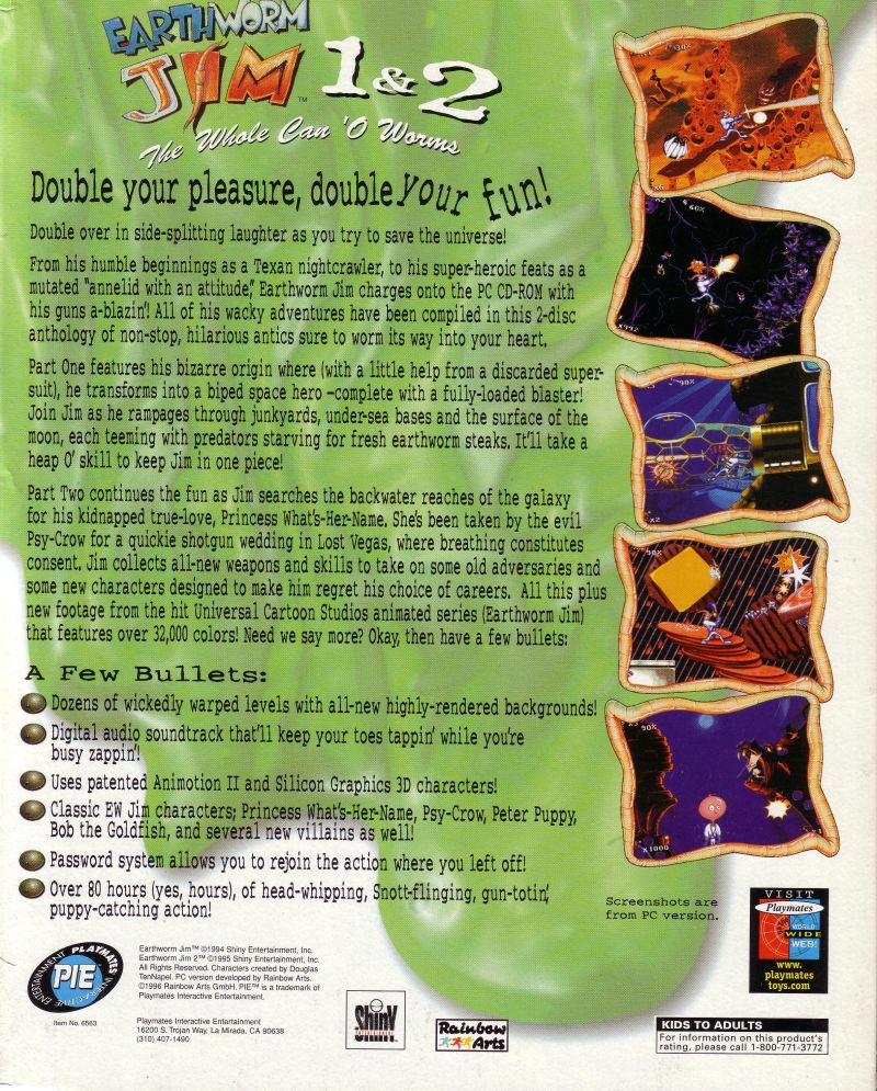 Earthworm Jim 2 — box-2D-back (US)
