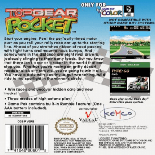 Top Gear Pocket — box-2D-back (US)