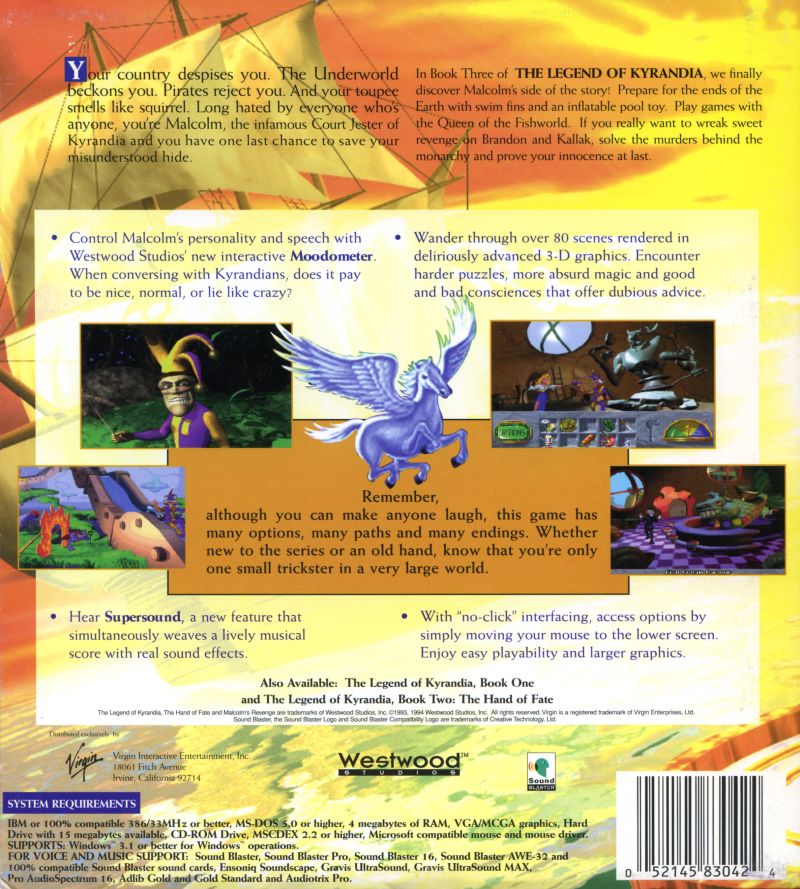 The Legend of Kyrandia: Book Three - Malcolm's Revenge — box-2D-back (WOR)