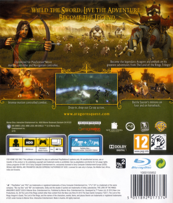 Lord of the Rings, The - Aragorn's Quest — box-2D-back (EU)
