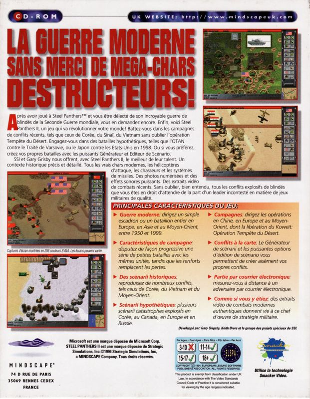 Steel Panthers 2 - Modern Battles — box-2D-back (FR)
