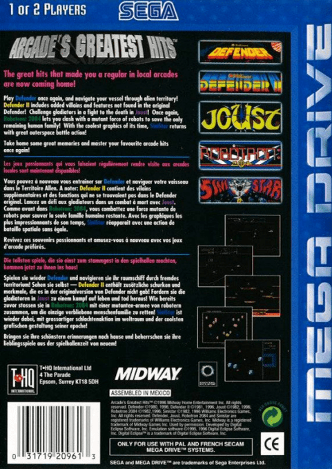 Midway Presents Arcade's Greatest Hits — box-2D-back (EU)