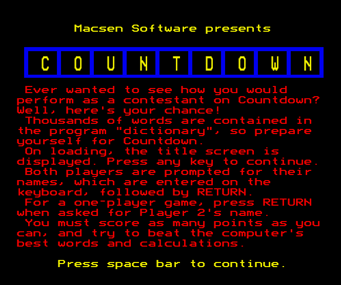 Countdown — sstitle (WOR)