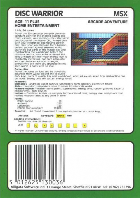 Disc Warrior — box-2D-back (EU)