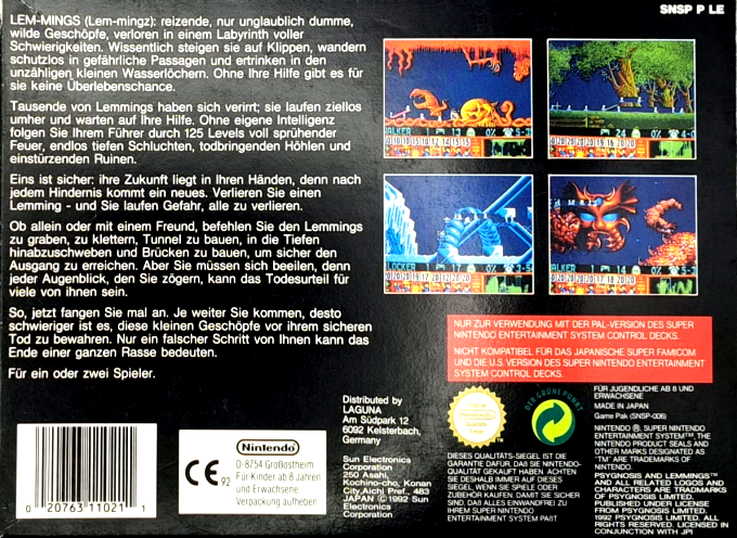 Lemmings — box-2D-back (DE)