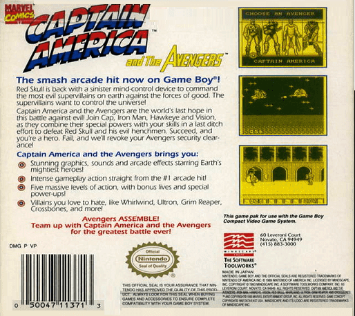 Captain America And The Avengers — box-2D-back (US)