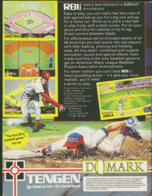 R.B.I. Baseball Two — box-2D-back (EU)