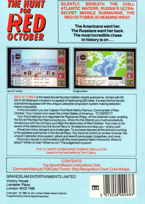 Hunt For Red October, The - The Book — box-2D-back (EU)