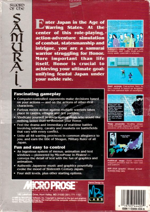 Sword Of The Samurai — box-2D-back (US)