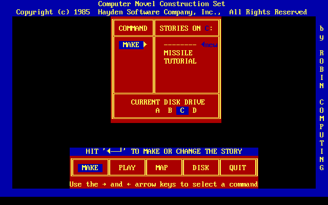 Computer Novel Construction Set — sstitle (WOR)