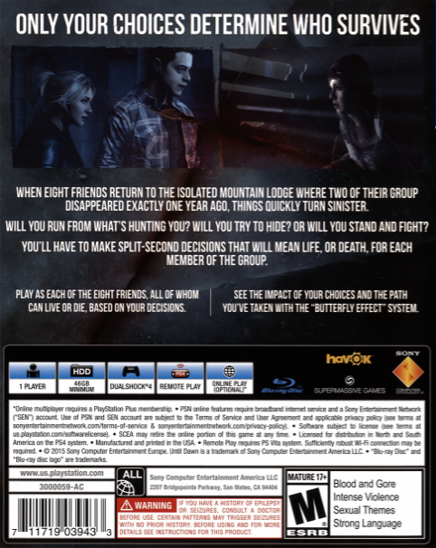 Until Dawn — box-2D-back (US)