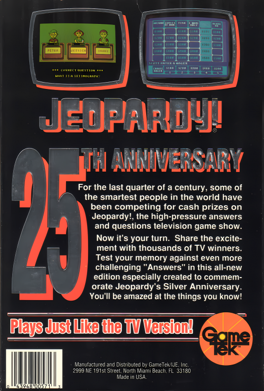 Jeopardy! 25th Anniversary Edition — box-2D-back (US)