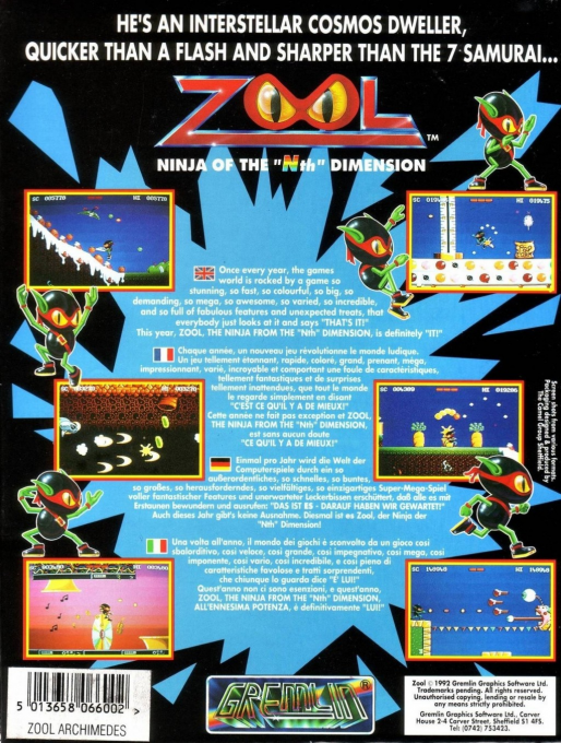 Zool - Ninja of the “Nth” Dimension — box-2D-back (EU)