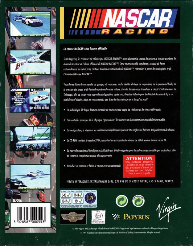 NASCAR Racing — box-2D-back (FR)