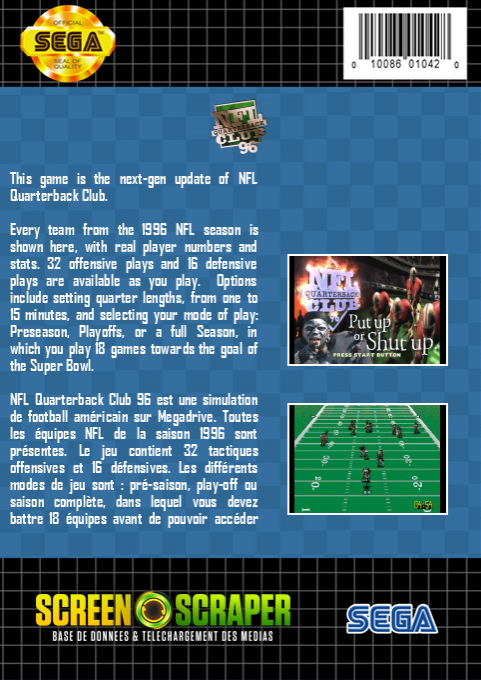 NFL Quarterback Club 96 — box-2D-back (SS)
