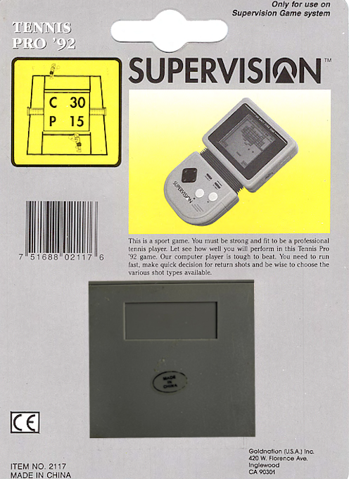 Tennis Pro '92 — box-2D-back (US)