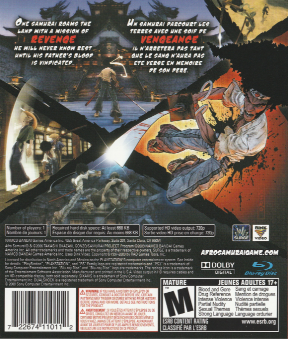 Afro Samurai — box-2D-back (CA)