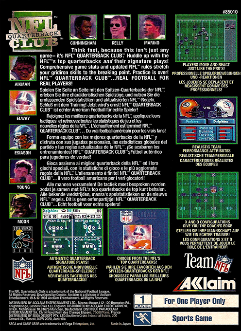 NFL Quarterback Club — box-2D-back (EU)
