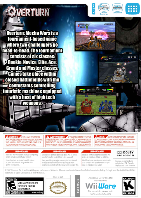 Overturn Mecha Wars — box-2D-back (US)
