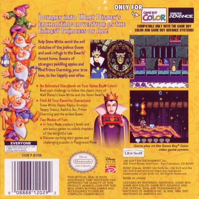 Snow White and the Seven Dwarfs — box-2D-back (US)