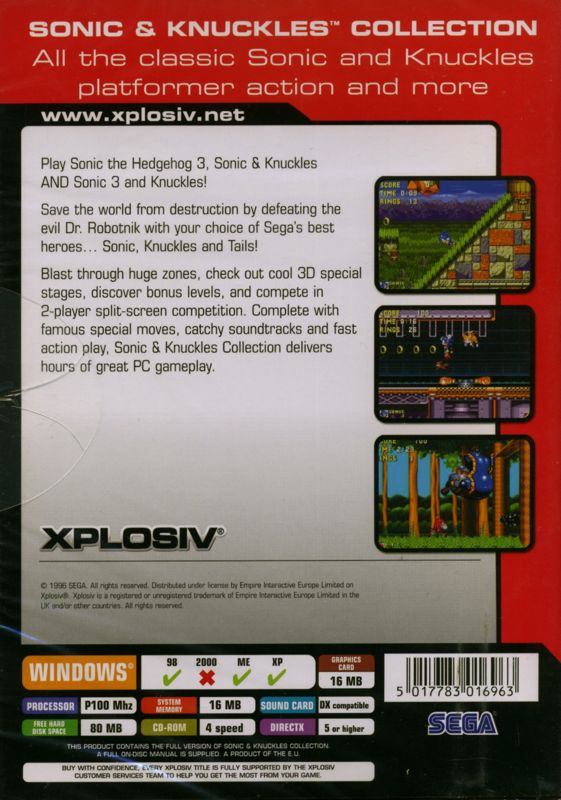 Sonic & Knuckles Collection — box-2D-back (WOR)