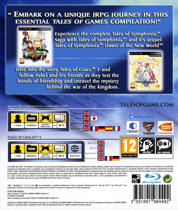 Tales of Symphonia Chronicles + Tales of Graces f — box-2D-back (EU)