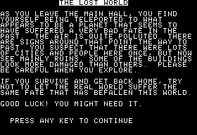 Eamon 104 - The Lost World — ss (WOR)