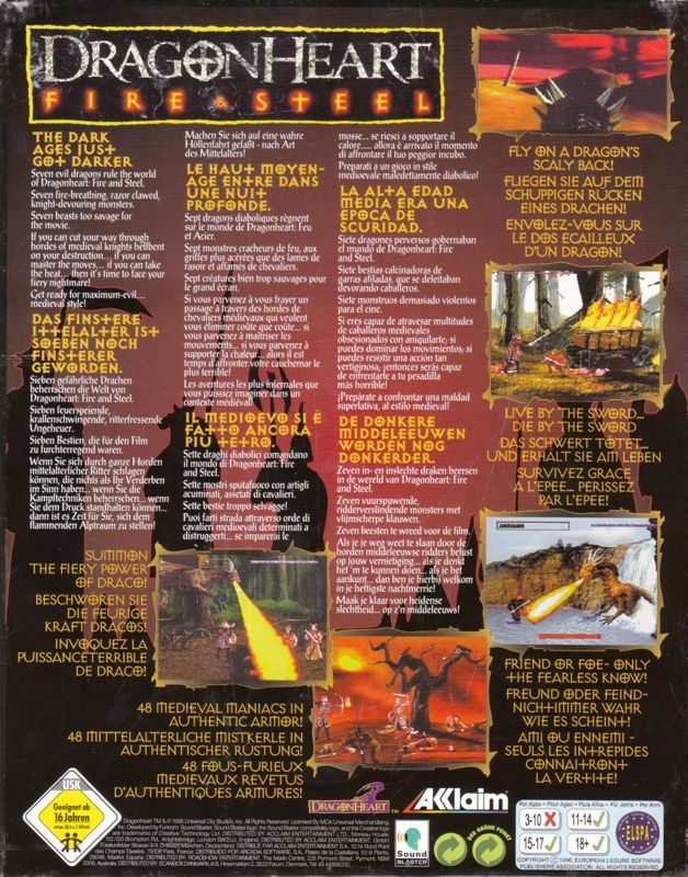 DragonHeart: Fire & Steel — box-2D-back (WOR)
