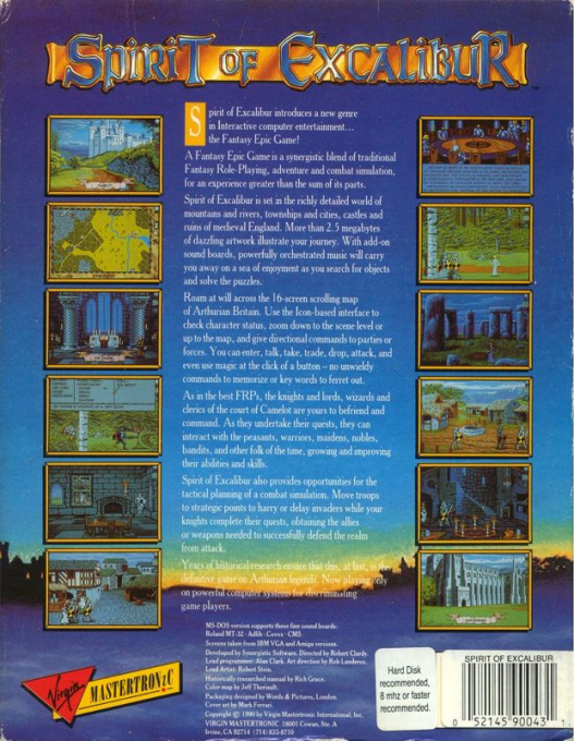 Spirit Of Excalibur — box-2D-back (US)