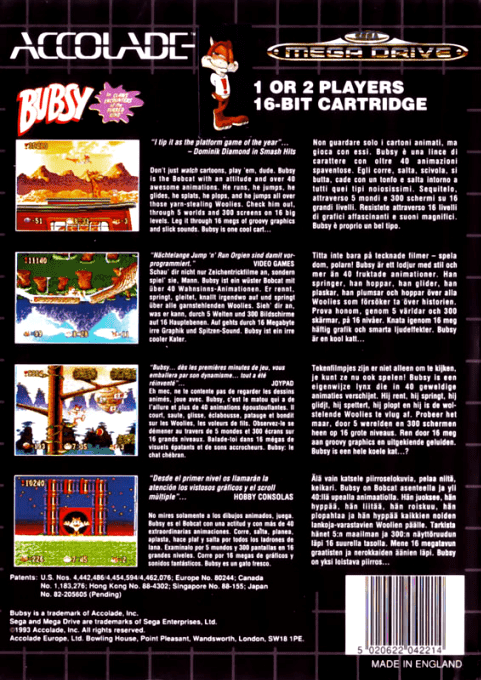 Bubsy In Claws Encounters Of The Furred Kind — box-2D-back (EU)