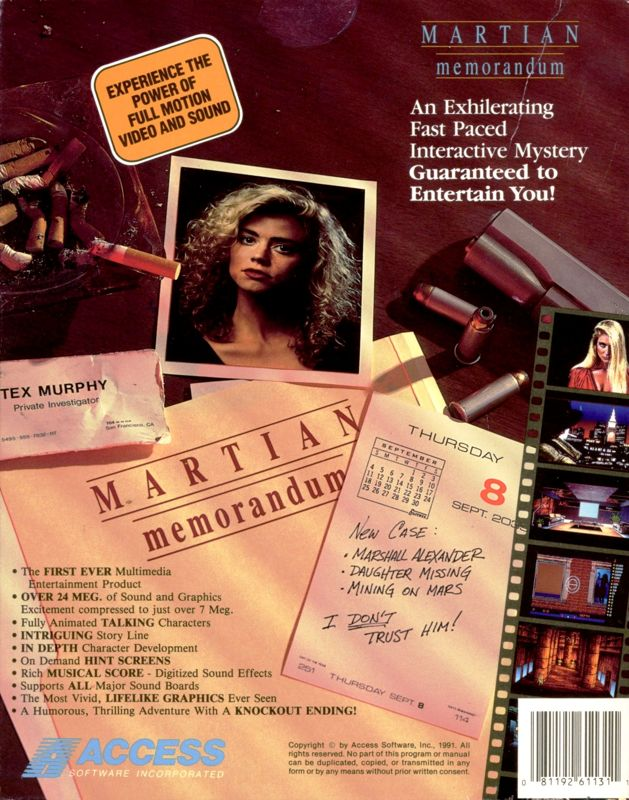 Martian Memorandum — box-2D-back (US)
