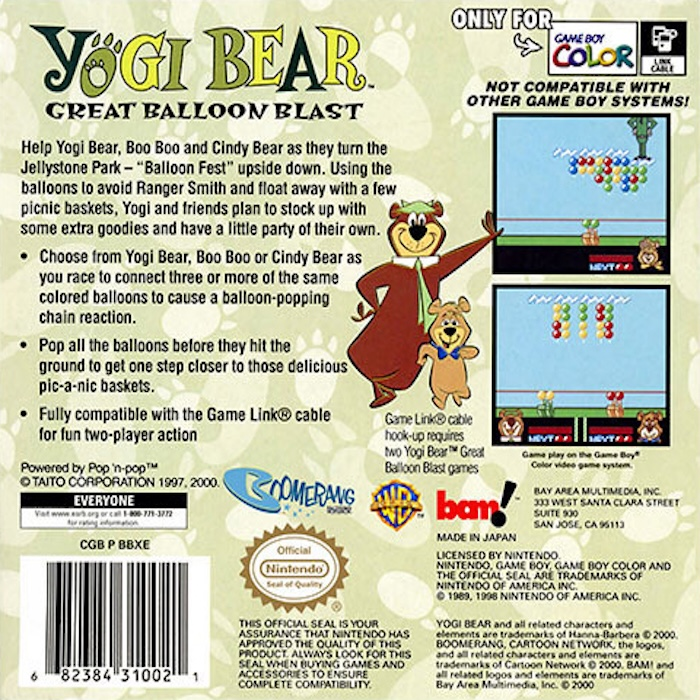 Yogi Bear - Great Balloon Blast — box-2D-back (US)