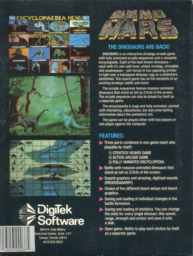 Dino Wars — box-2D-back (US)