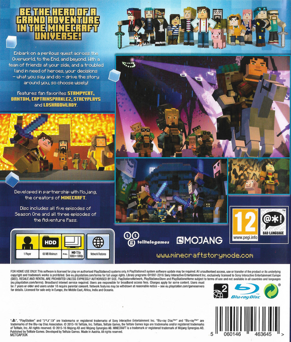 Minecraft - Story Mode - A Telltale Games Series - The Complete Adventure — box-2D-back (EU)