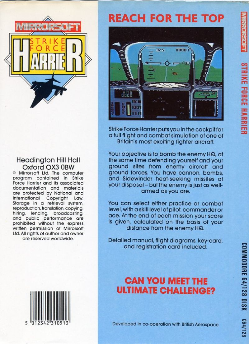 Strike Force Harrier — box-2D-back (WOR)