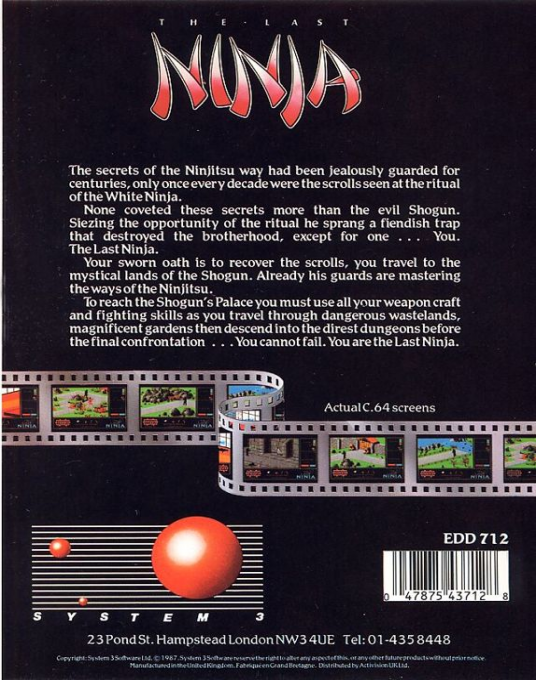 Last Ninja, The — box-2D-back (EU)