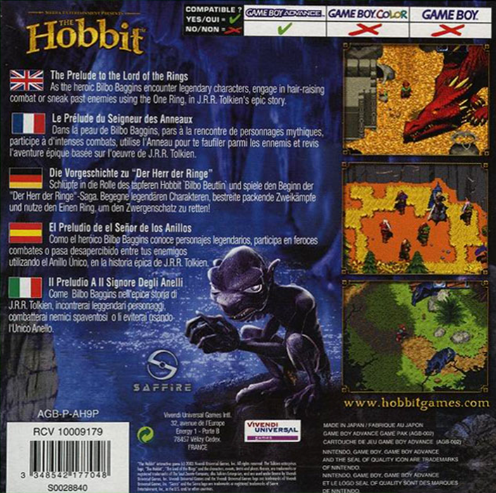 Hobbit, The - The Prelude to the Lord of the Rings — box-2D-back (EU)