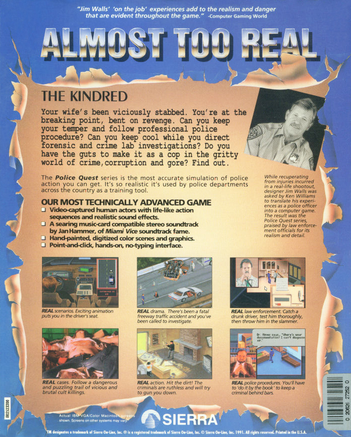 Police Quest 3 - The Kindred — box-2D-back (WOR)