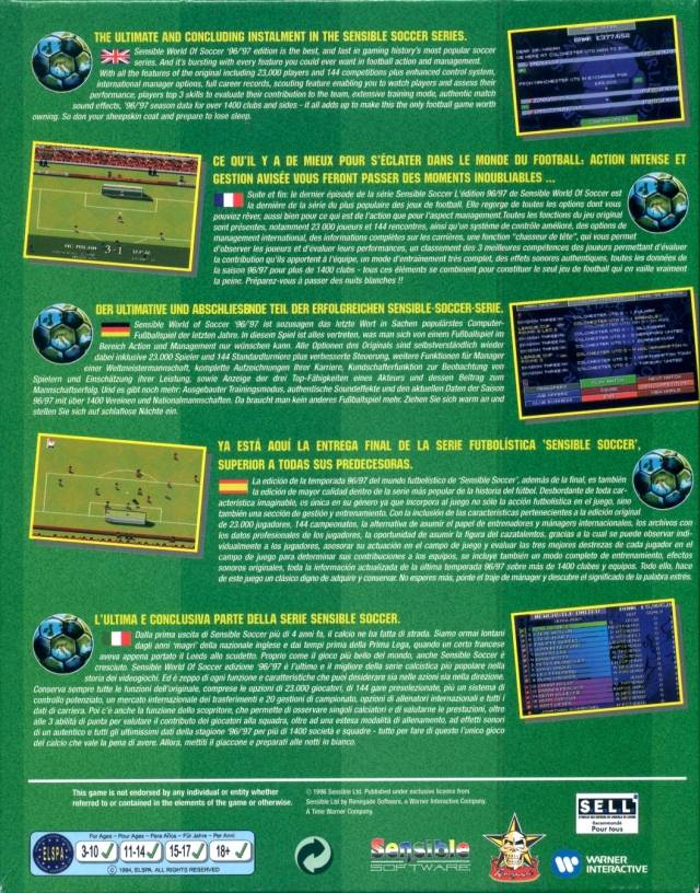 Sensible World of Soccer '96-'97 — box-2D-back (WOR)