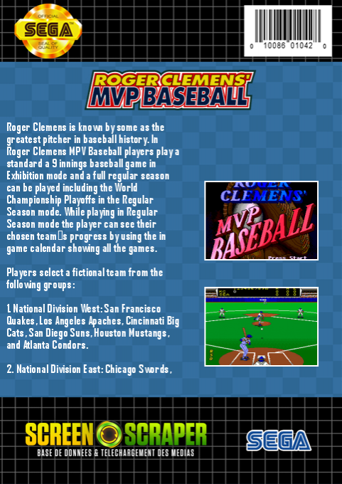 Roger Clemens' Mvp Baseball — box-2D-back (SS)